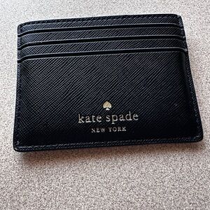 kate spade black cardholder with gold logo